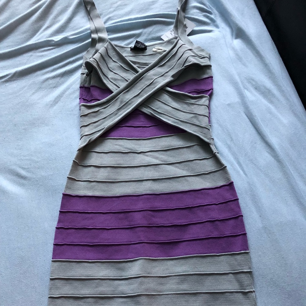 NEW-Body Central Bodycon Purple/Gray Dress-S
